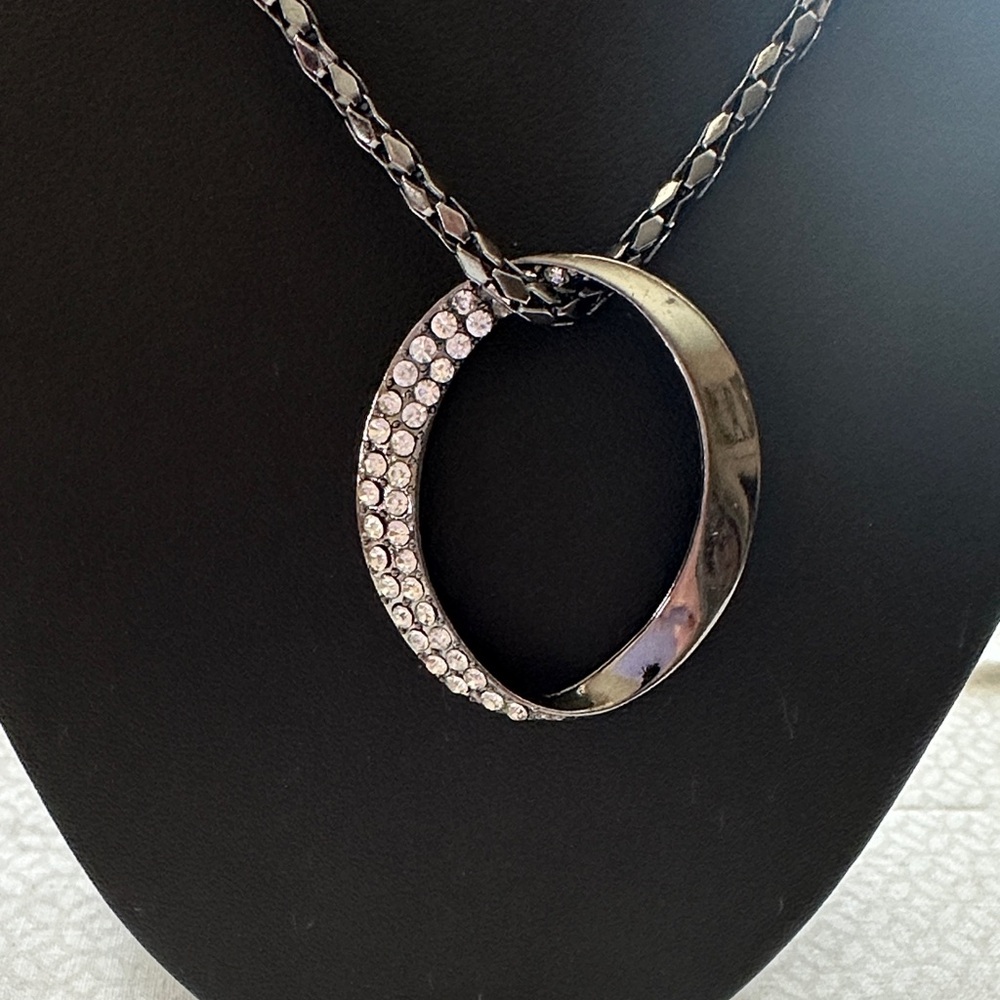 JLo Elegant Silver and Black Pendant Necklace